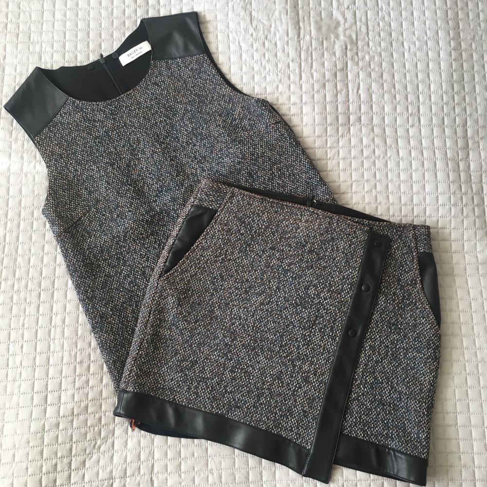 Set skirt+top Bailey 44 Tweed faux leather Small